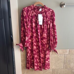 Sugarlips Red and Pink Long Sleeve Dress with ties